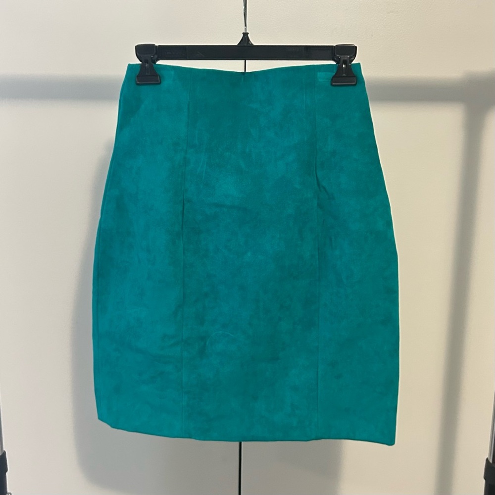 teal suede skirt
